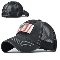 european and american washed ponytail baseball caps personality embroidered ponytail caps