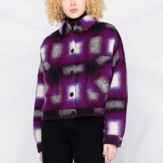 

Pirate Hippie Color Patchwork Woolen Cloth Coat Women Autumn Winter Turn Down Collar Button Jacket Casual Vintage Wool Overcoat