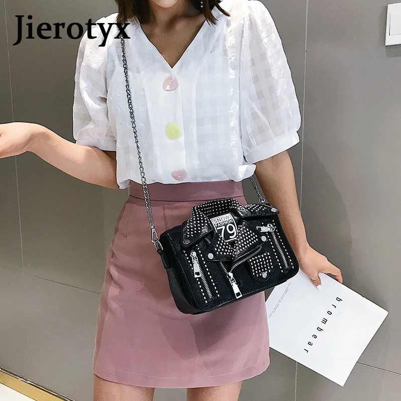 JIEROTYX Высокое качество заклепки панк куртка стиль Pu модная женская Повседневная сумка на плечо сумка через плечо женская сумка