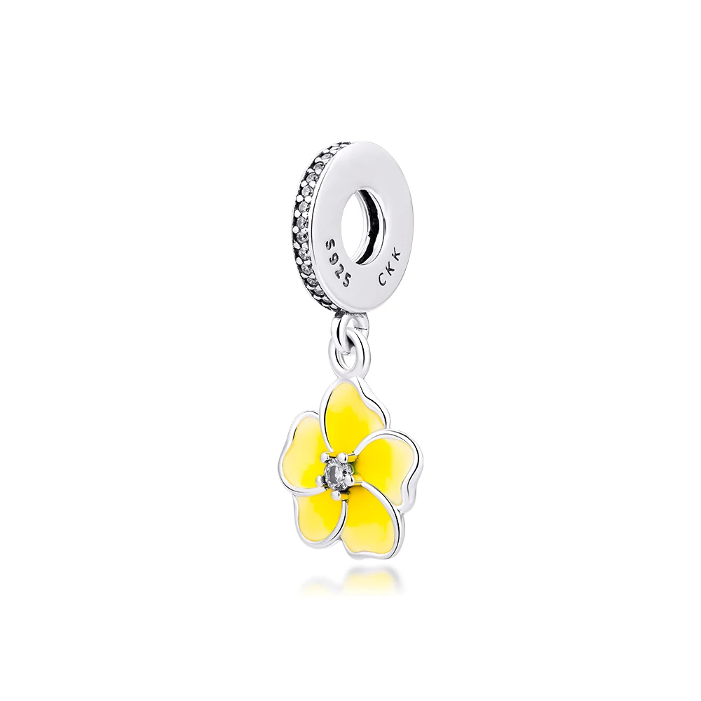 

Fits for CKK Charms Bracelets Poetic Blooms Beads with Pale Yellow Enamels 100% 925 Sterling-Silver-Jewelry Free Shipping