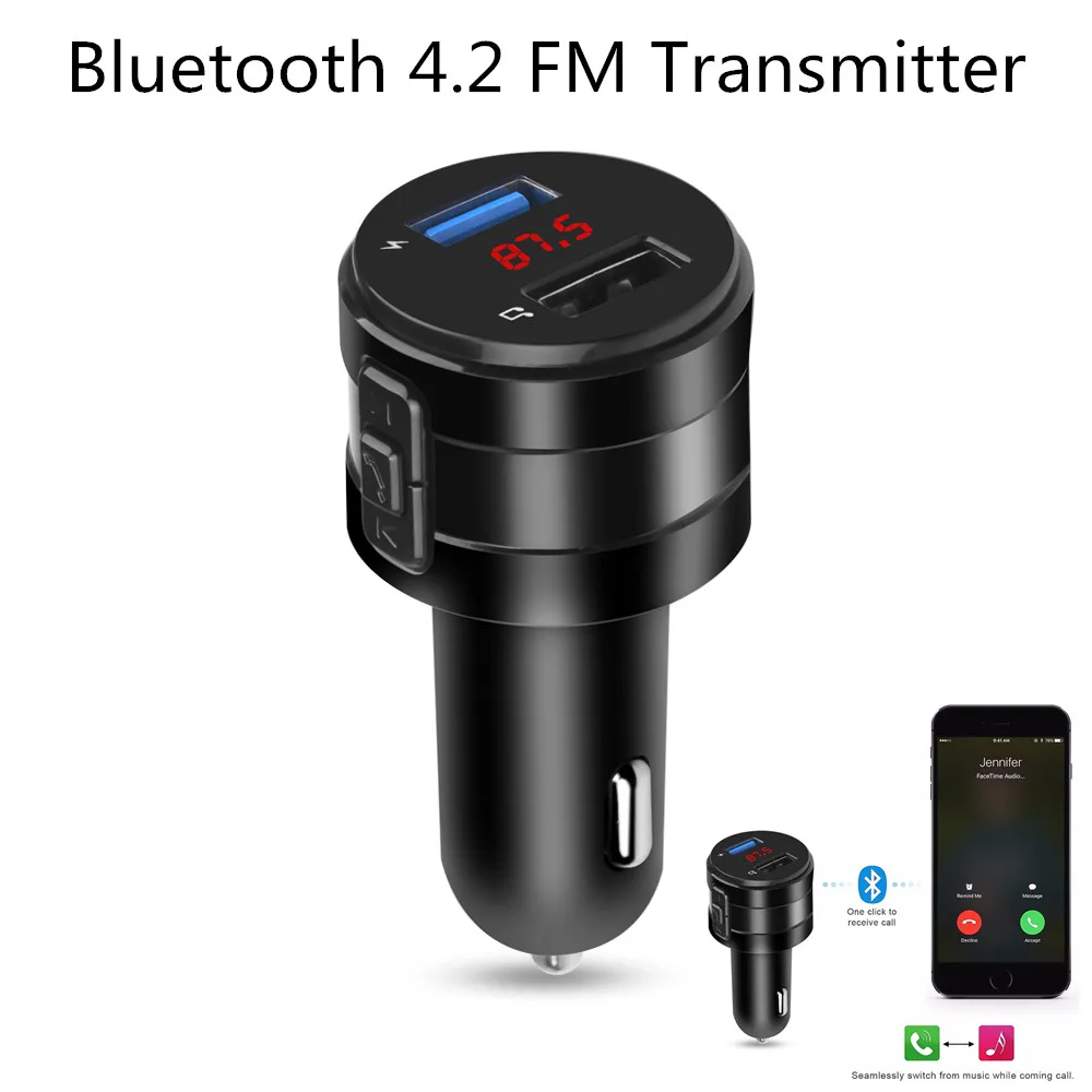 3.1A двойной USB Bluetooth 4 2 FM передатчик модулятор Handsfree автомобильное зарядное