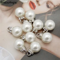 50pcs elegant imitation pearl clear cz crown pendant charm fit bracelet jewelry spacer loose beads jewelry making