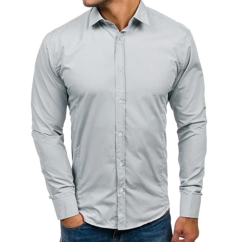 

Мужская хлопковая рубашка с длинным рукавом Zogaa, белая или черная однотонная приталенная деловая рубашка в повседневном стиле, модель 5xl, 2021