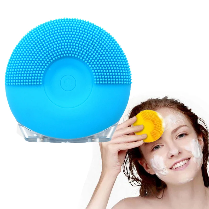 Ультразвуковая щетка для очистки лица Мини силиконовая электрическая