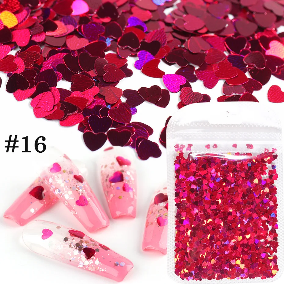 

Love Heart Resin Filler Glitter Fluorescent Flakes Clay Slime Filling for Epoxy Resin Silicone Mold Nail Art Craft Making DIY