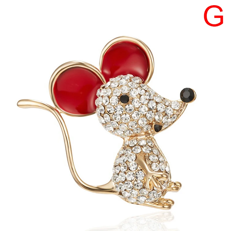 

Miraculous Rhinestone Mouse Rat Brooches Women Alloy Enamel Animal Casual Party Brooch Pins New Year Gifts