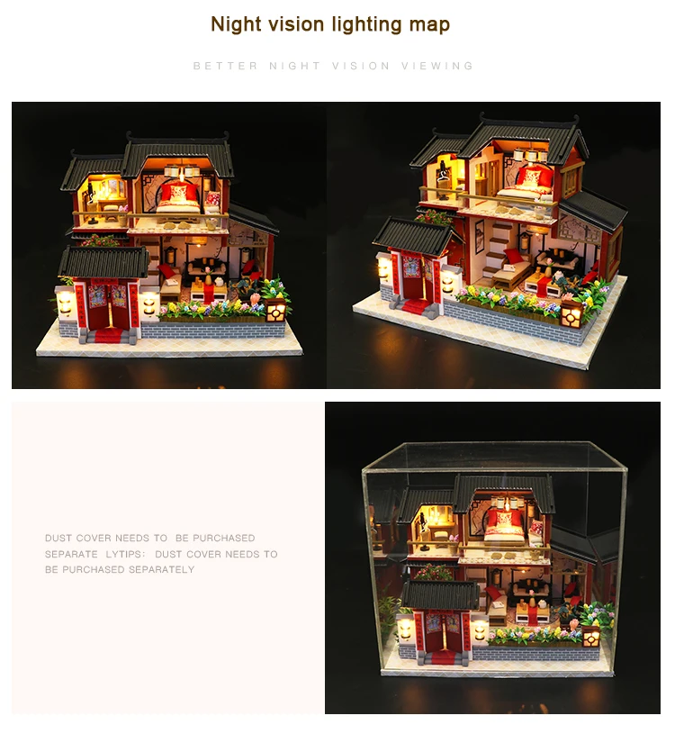 Muñeca casa miniatura DIY casa de muñecas con muebles de casa de madera juguetes para niños Regalo de Cumpleaños A066