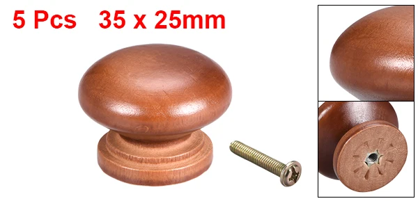Red elm 35x25mm 5pc Uxcell 5-12 шт. круглая ручка 35 мм 24 мм 28 мм диаметр мебель для шкафа спальни кухни темно-коричневого дерева белого цвета - Цвет: Red elm 35x25mm 5pc