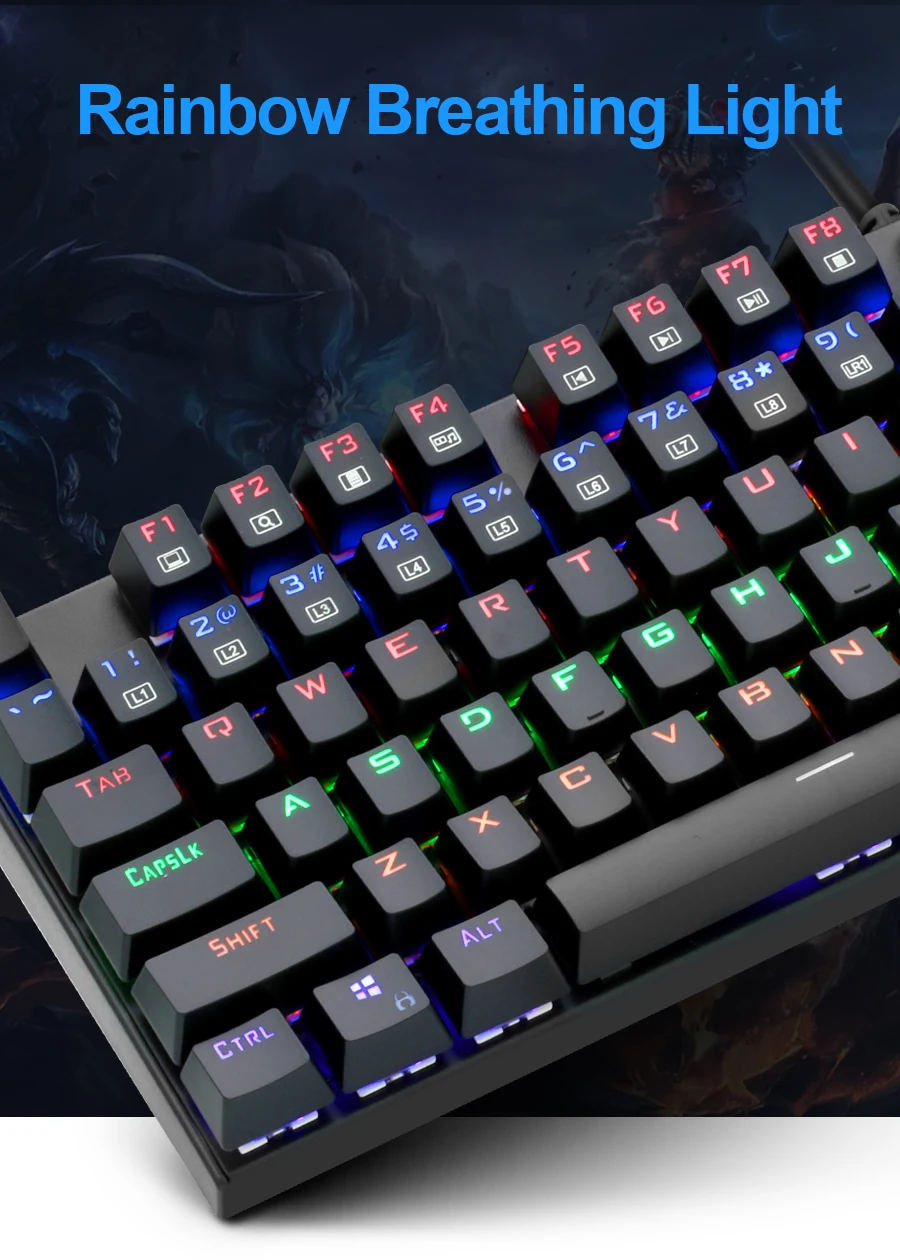 Redragon K565 Радужная USB Механическая игровая клавиатура алюминиевый синий переключатель эргономичная светодиодная подсветка 104 клавиш Проводная компьютерная игра