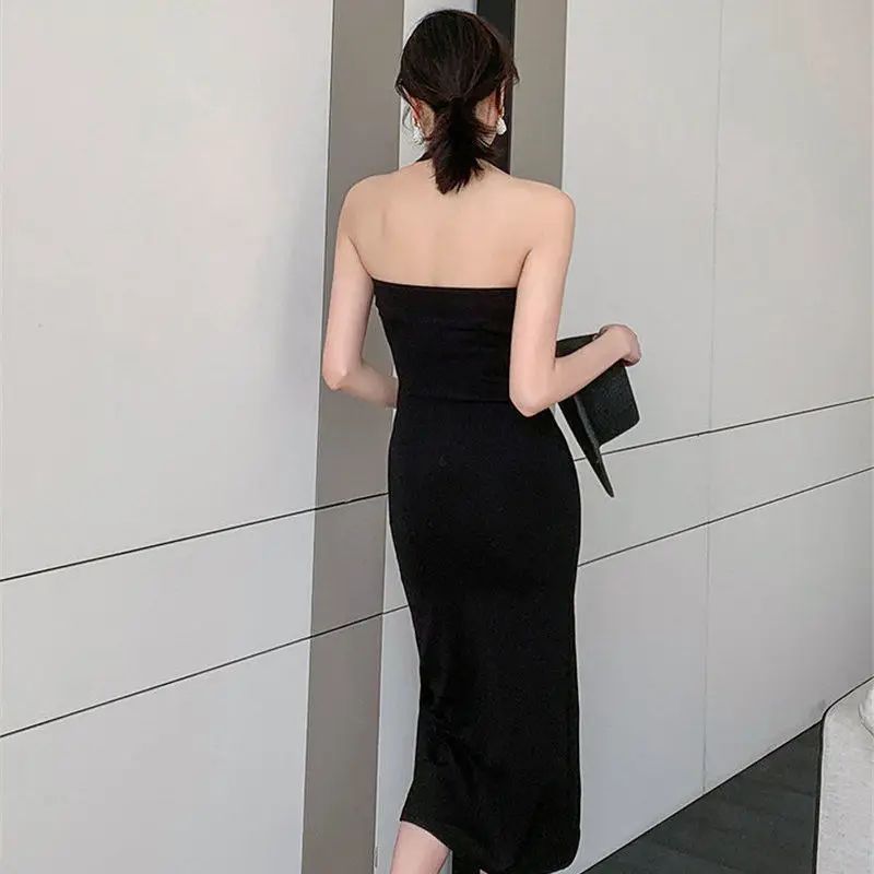 

Summer Women's Dress 2021 Sexy fashion Backless Casual Sleeveless Sling Slips Under Ladies Slim Split Dress Nightclub longuette