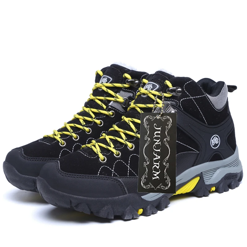 JUNJARM Новинка 2019 года мужские ботинки на меху теплые зимние Рабочая обувь Мужская