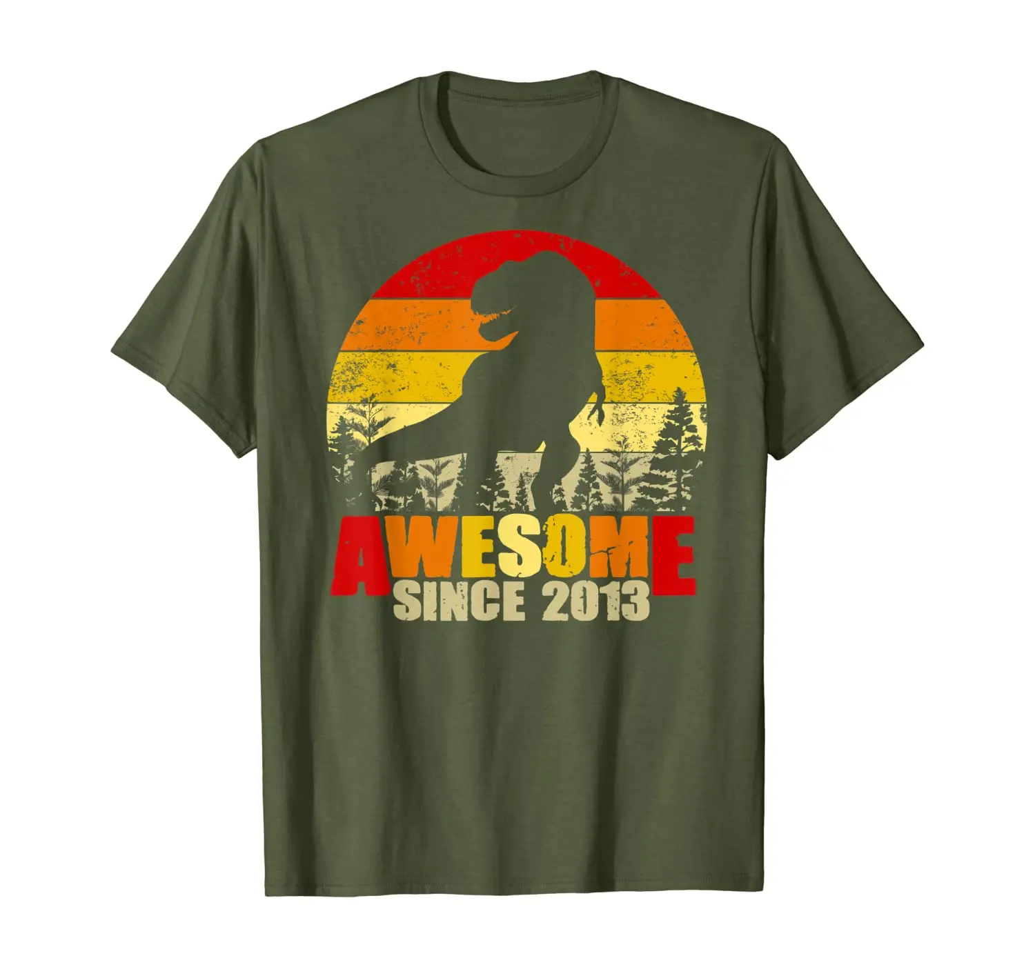 

6th Birthday Gift Dinosaur 6 Year Old | Awesome Since 2013 T-Shirt