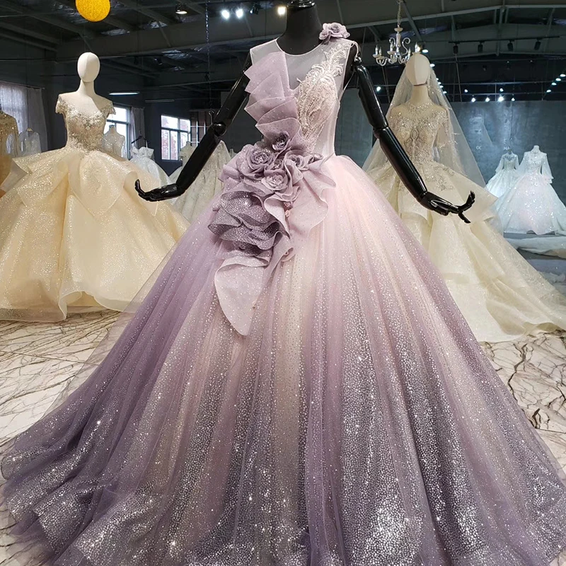 HTL1089 shiny purple evening dress long o-neck sleeveless special occasion dress vestido de fiesta largos de noche elegante 2020