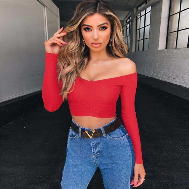 Майка женская летняя с открытыми плечами и длинным рукавом | Женская одежда