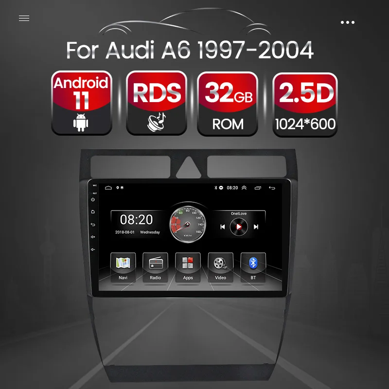 Автомобильный видеомультимедийный плеер TOMOSTRONG Android 11 4 ядра для Audi A6 C5 1997-2004 S6 Canbus