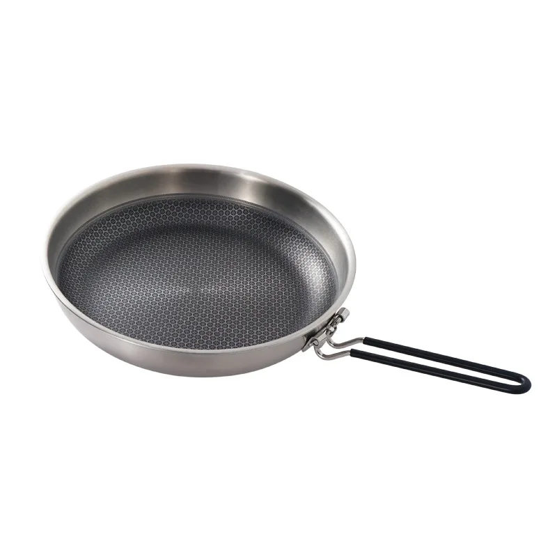 

High Quality Portable Stainless Steel Nonstick Pan Portable Skillet for Home Outdoor Kitchen Cooking Camping Travel Cookware