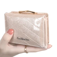 new womens small wallets 2022 fashion luxury designer ladies money purses short trifold female wallet with coin pocket pink