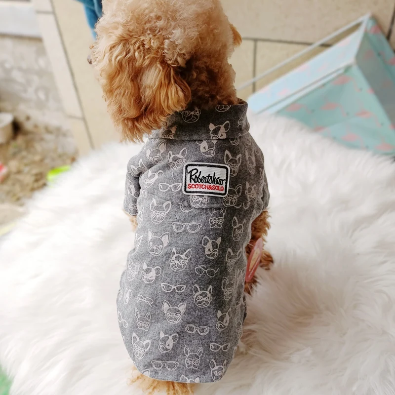 Летняя рубашка для собак с принтом французского бульдога терьера мягкая