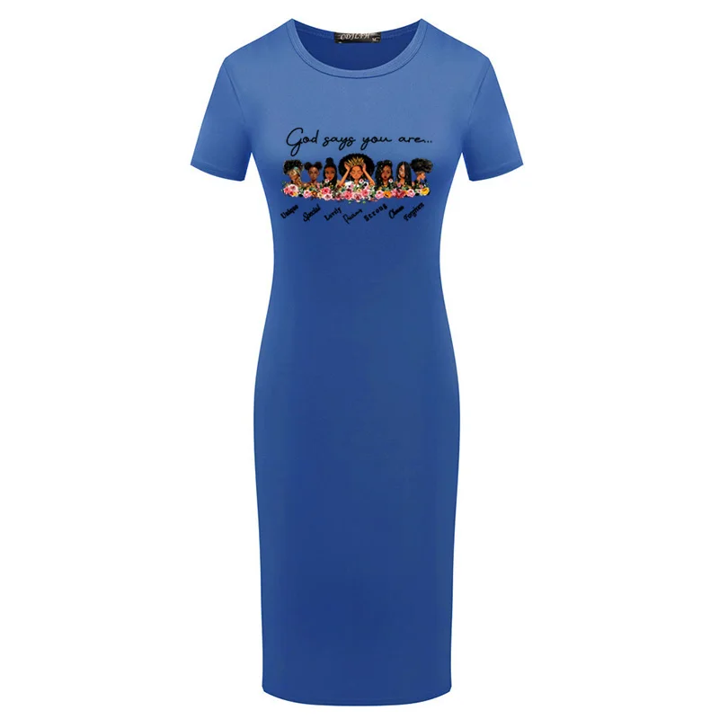 

Autumn Winter African Girl Printing Women Elegant Dress Vestido Short Sleeve Slim Bodycon Party Tunic Crew Casual Pencil Dress