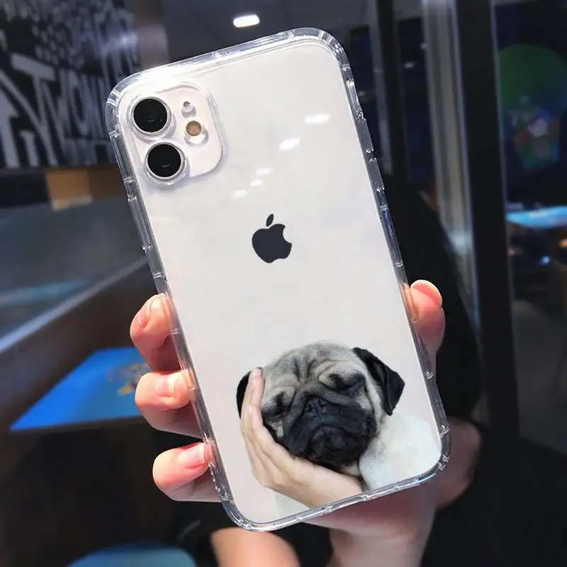 

bulldog Cute funny animal art Phone Case Transparent soft For iphone 5 5s 5c se 6 6s 7 8 11 12 plus mini x xs xr pro max