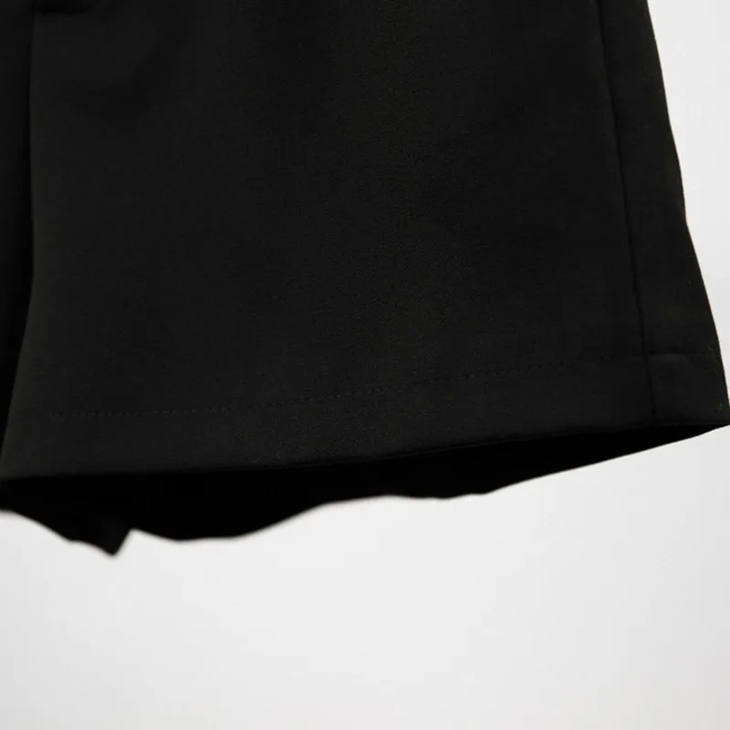 

Spring New Diamond Slim Fit Casual Wide Leg Short Pants Women Streetwear Pockets Office Black Shorts Solid Sexy Mini Shorts S-L