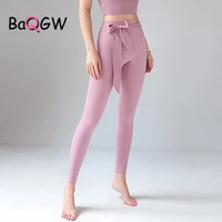 baqgw high waist seamless push up yoga leggings women sweet bow tie fitness running yoga pantsgym sport leggings capri plus size