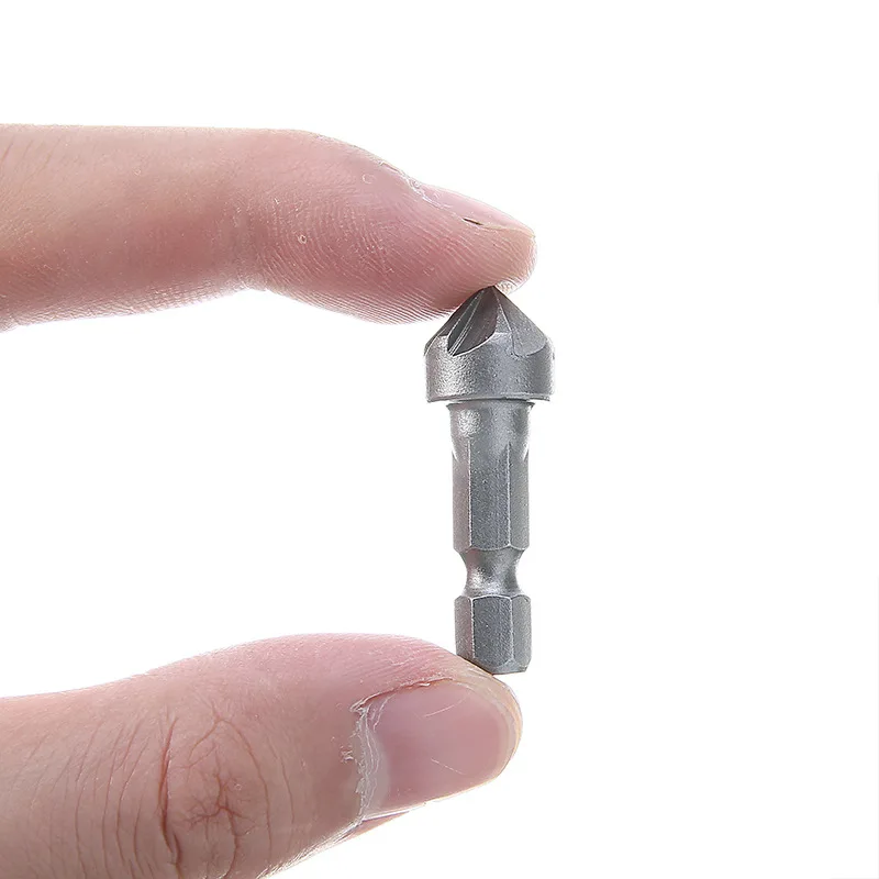 

2PC 90 Degree Countersink Drill Chamfer Bit 1/4" Hex Shank Carpentry Woodworking Angle Point Bevel Cutting Cutter Remove Burr