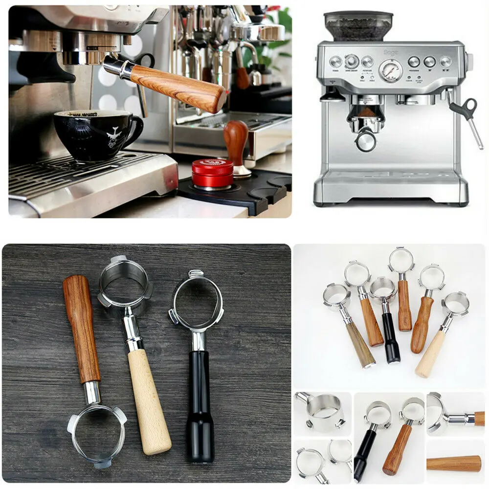 High quality wooden handle Stainless Steel 54MM Portafilter Coffee Bottomless For Barista Express Espresso Machine 870/878/880 | Дом и сад