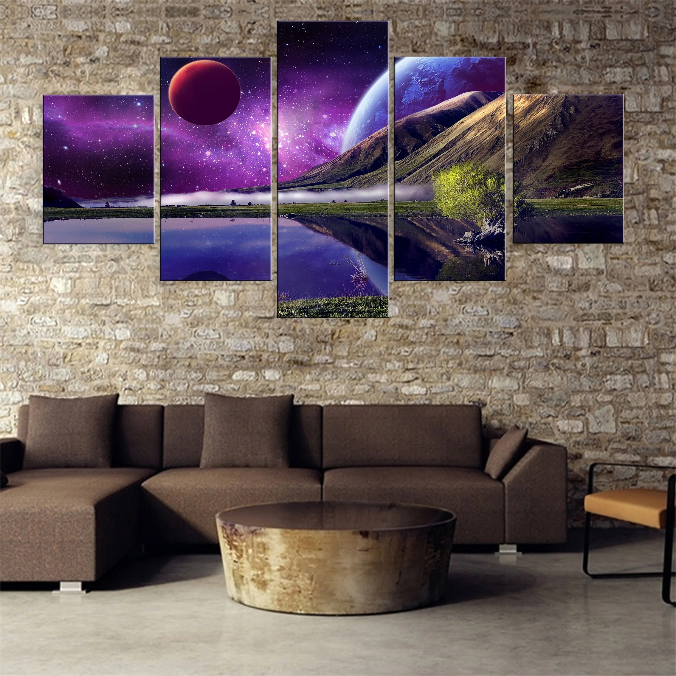 

Landscape Space 5 Pieces Canvas Painting Poster Scenery Hd Printed Decoration Modern Artwork Modular Home Decor Framework