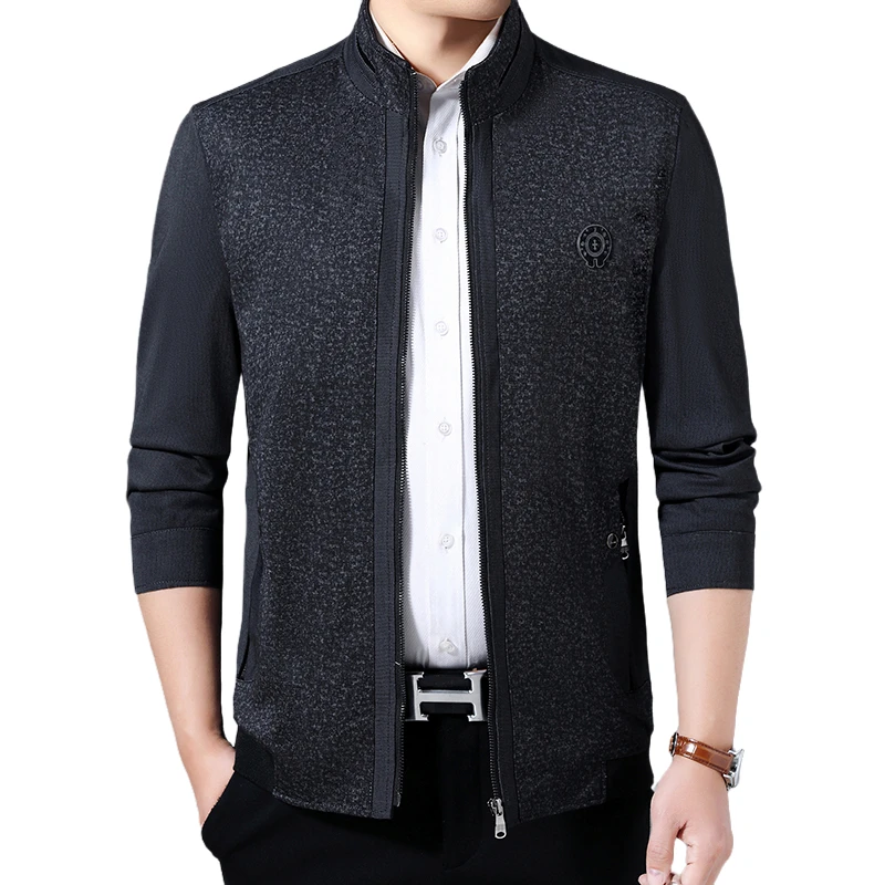 

Promotional Cheap Middle Aged Fashion Casual Stand Collar Zipper Men's Jacket