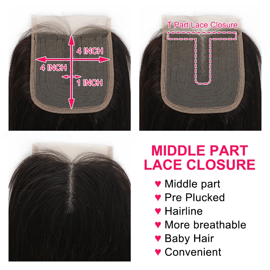 

4x4 Kinky Curly Lace Closure With Baby Hair T Part Remy Human Hair Curly Middle Part Closure 8-24inch Pre Plucked Swiss Lace