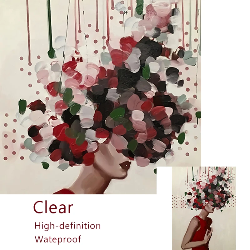 Абстрактная Женская Настенная картина с цветами на холсте фотография