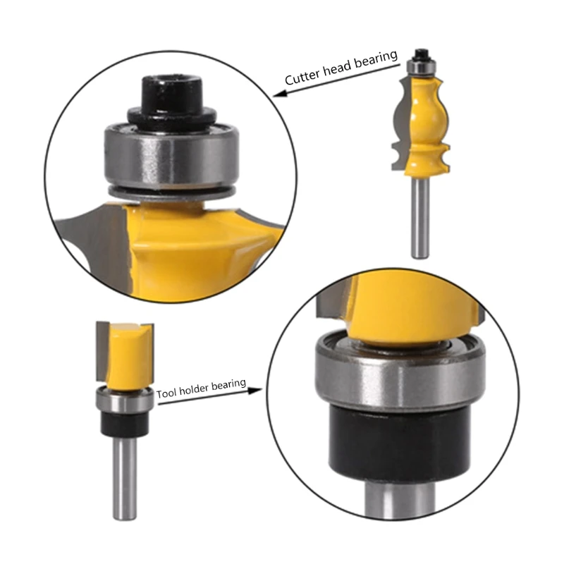 

12 Pieces Ball Bearing Guide Replacement Tool Kit for Woodworking Cutter Inner Diameter 3/16'' Total Diameter 3/8''