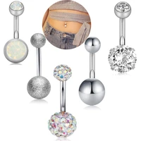 piercing surgical steel single crystal rhinestone belly button rings for womennavel piercings 58mm sexy body piercing jewelry