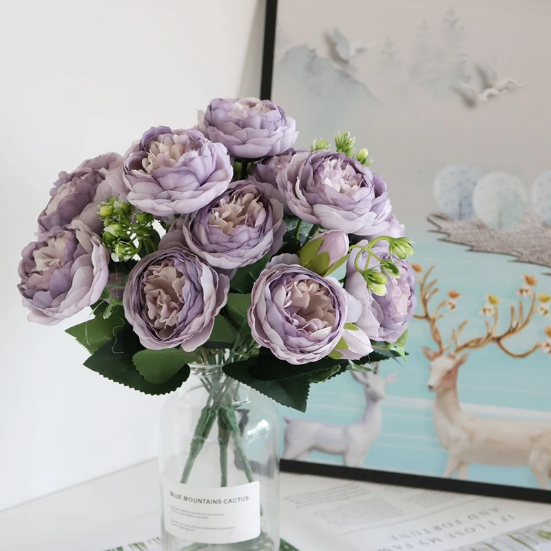 Букет искусственных пионов 30 см 7 цветов домашние аксессуары для свадьбы