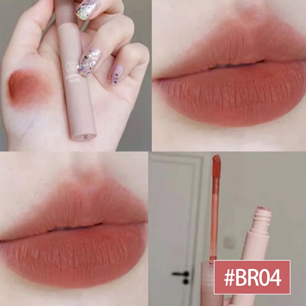 

Chestnut Velvet Matte Liquid Lip Gloss Makeup Lipstick Waterproof Long Lasting Nude Lipstick Women Red Lip Tint Beauty Cosmetics