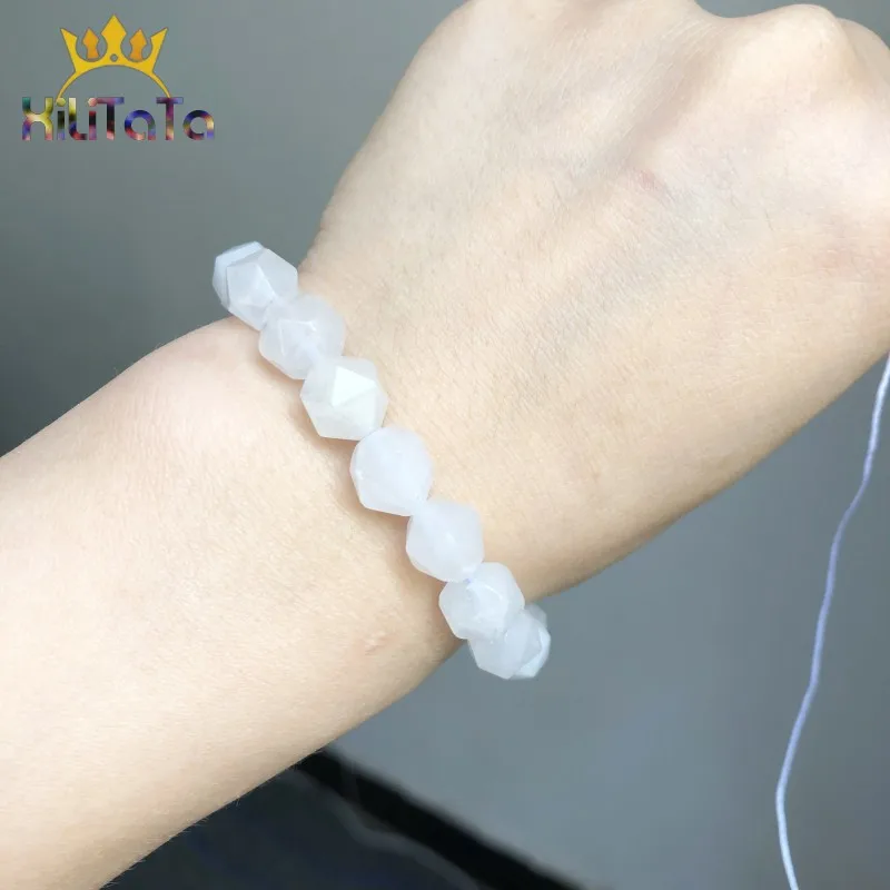 Граненые бусины из натурального камня белые Агаты свободные разделительные для