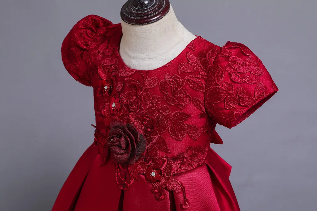 Floral Kids Girls Princess Bridesmaid Pageant Gown Birthday Party Wedding Dress Leisure Short Sleeve Round Neck | Детская одежда и