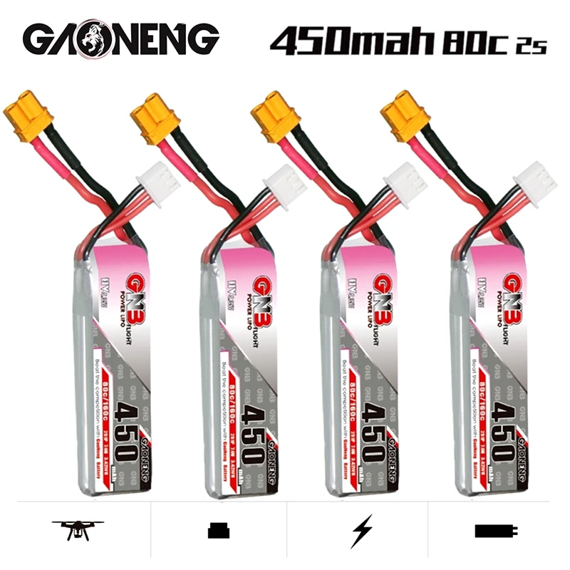 1-10 шт. GNB 7,6 В 2S 450 мАч 80C/160C HV Lipo аккумулятор XT30U-F Plug для iFlight CineBee Happymodel Crux3 BetaFPV FPV гоночный Дрон