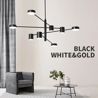 modern fashion black gold white long led ceiling suspended chandelier light lamp for hall kitchen living room loft bedroom