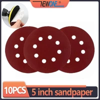 10pcs 125mm 5 hook loop sanding paper with 8 hole sand pads set 40grit 3000grit sandpaper abrasives for polish machine