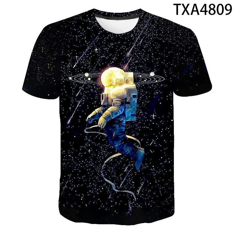 

2020 Casual 3D T Shirt Men Women Children Space Astronaut Planet Explore Digital Print Cosmonaut T-shirt Cool Boy Girl Tops Tees