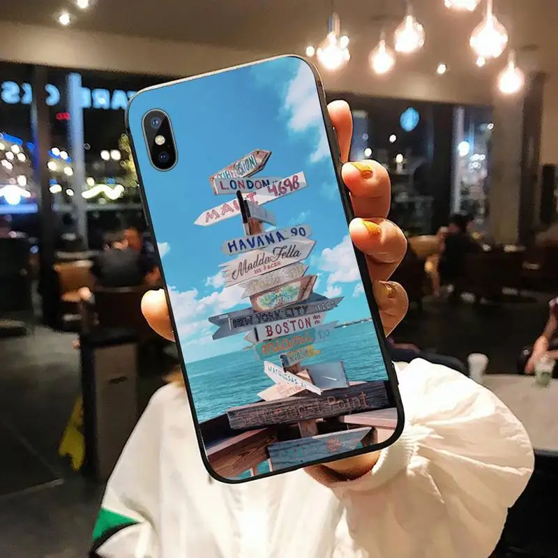 

Travel World Map Road Sign coque Phone Case for iPhone 11 12 pro XS MAX 8 7 6 6S Plus X 5S SE 2020 XR