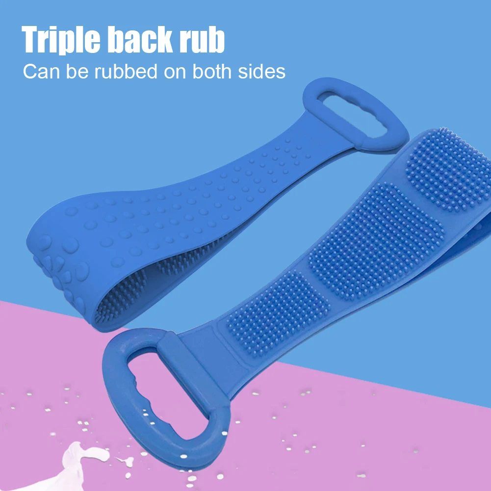 

80cm Silicone Pull Back Shower Wash Belt Bath Towel Body Brush Scrubber Tool Scrubbers
