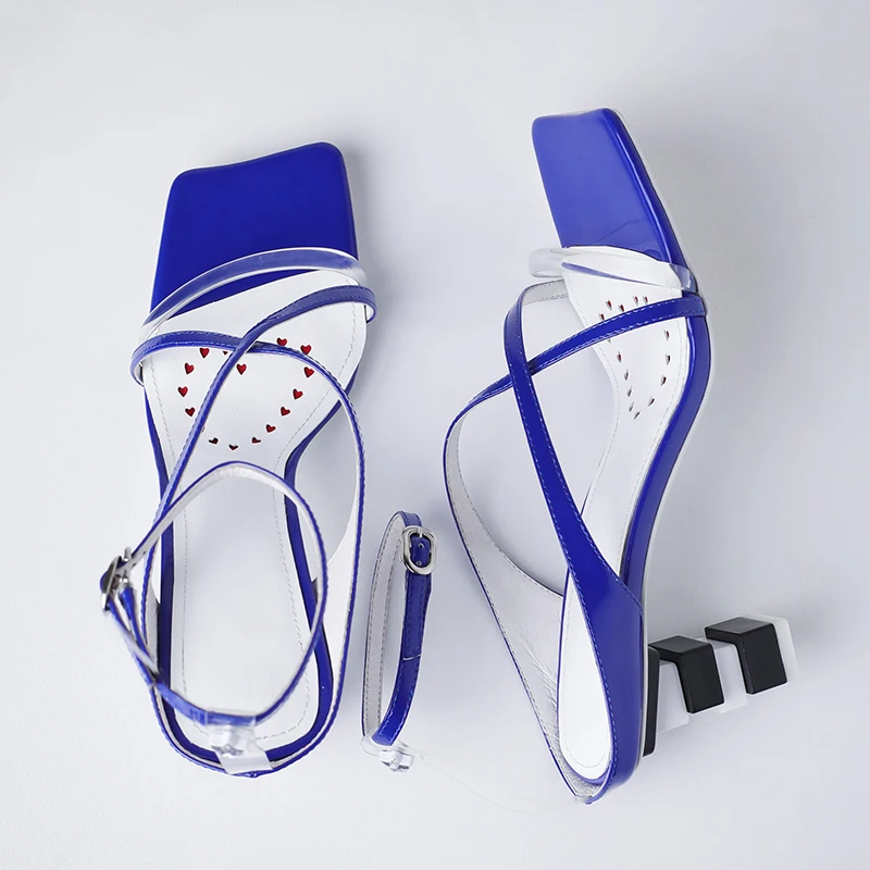 

Buckle Woman Shoes Genuine Leather ladies sandals 2021 Summer Women Sandals Party wedding High Heels Pumps Women