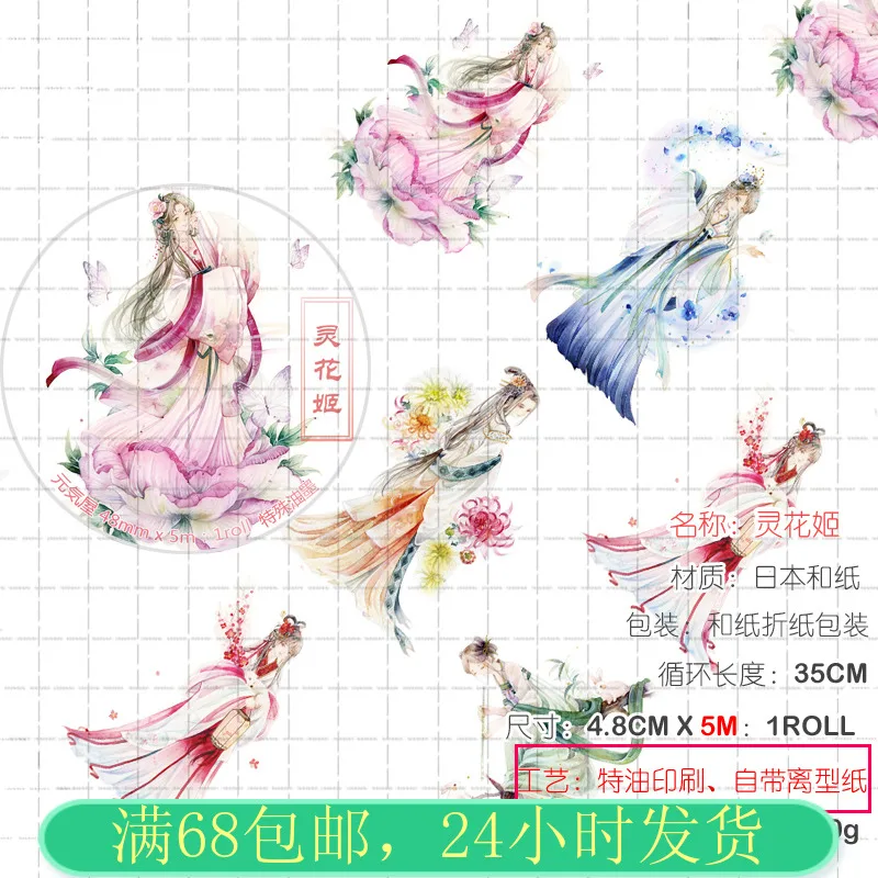 

1 Loop Antique Characters Washi Tape Yuanqiwu Special Oil Release Washi