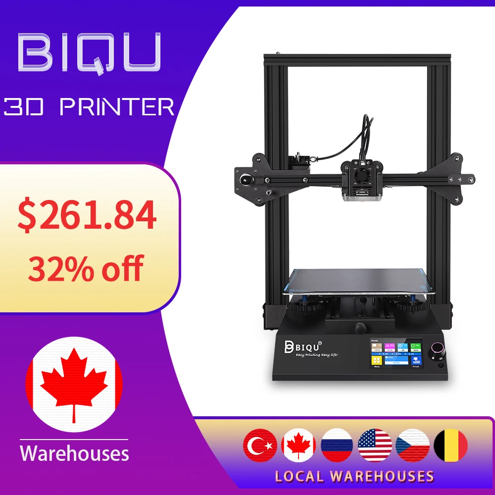 3D принтер BIQU B1 FDM экран 3 5 дюйма 32 битная плата магнитная сборка возобновление
