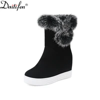 daitifen winter women mid calf boots classical female snow boots platform keep warm women modern hidden heel shoes rabbit fur