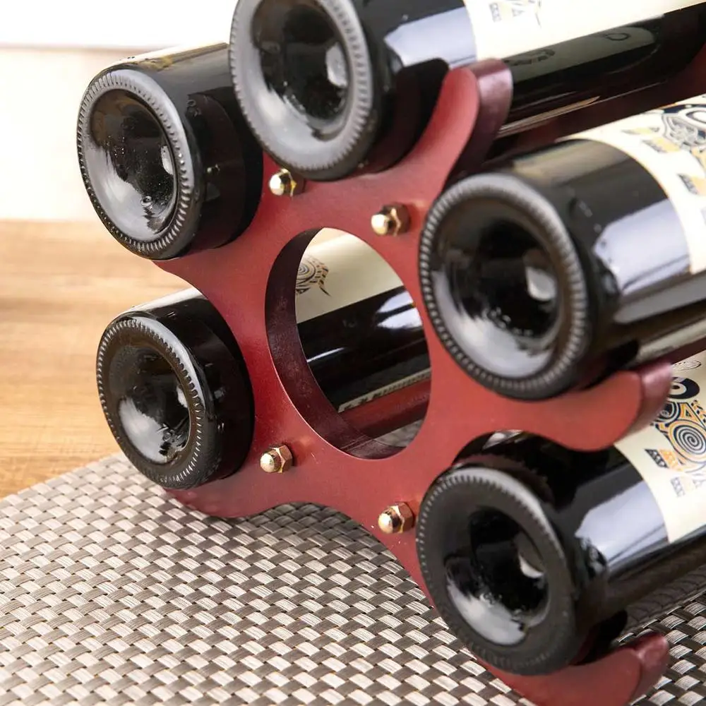 

NEWKBO European Wooden Red Wine Rack 6 Bottles Holder Mount Bar Display Shelf Creative Solid Wood Wine Bottle Holder Home