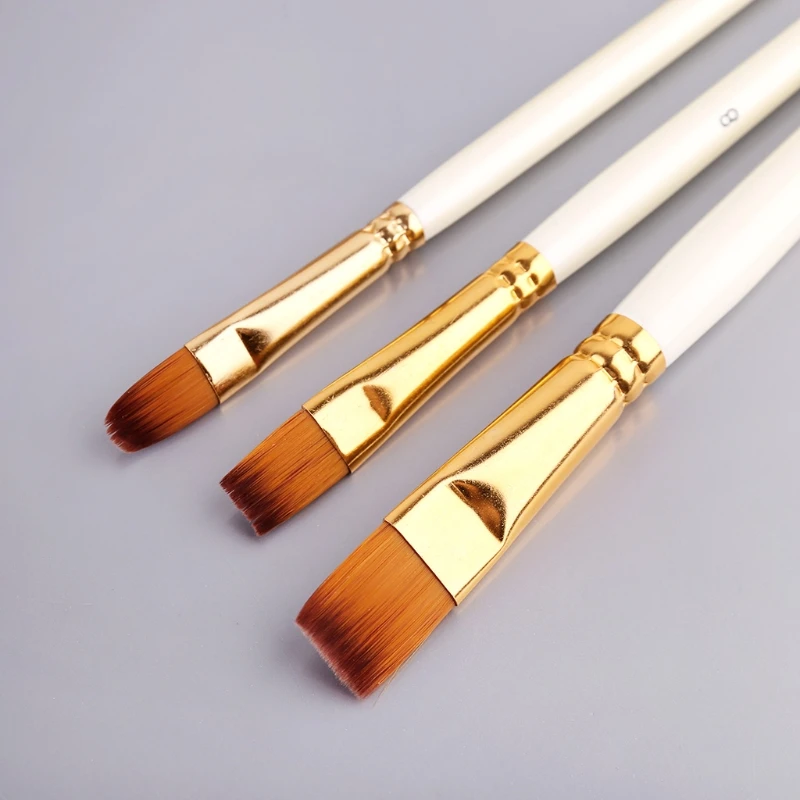 

QX2B 10pcs Nylon Hair Wooden Handle Watercolor Paint Brush Pen Set DIY Oil Acrylic Painting Art Paint Brushes